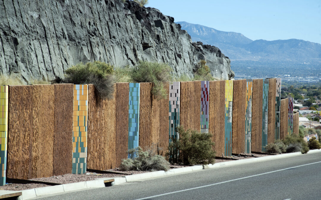 mountains and sound wall in Albuquerque NM