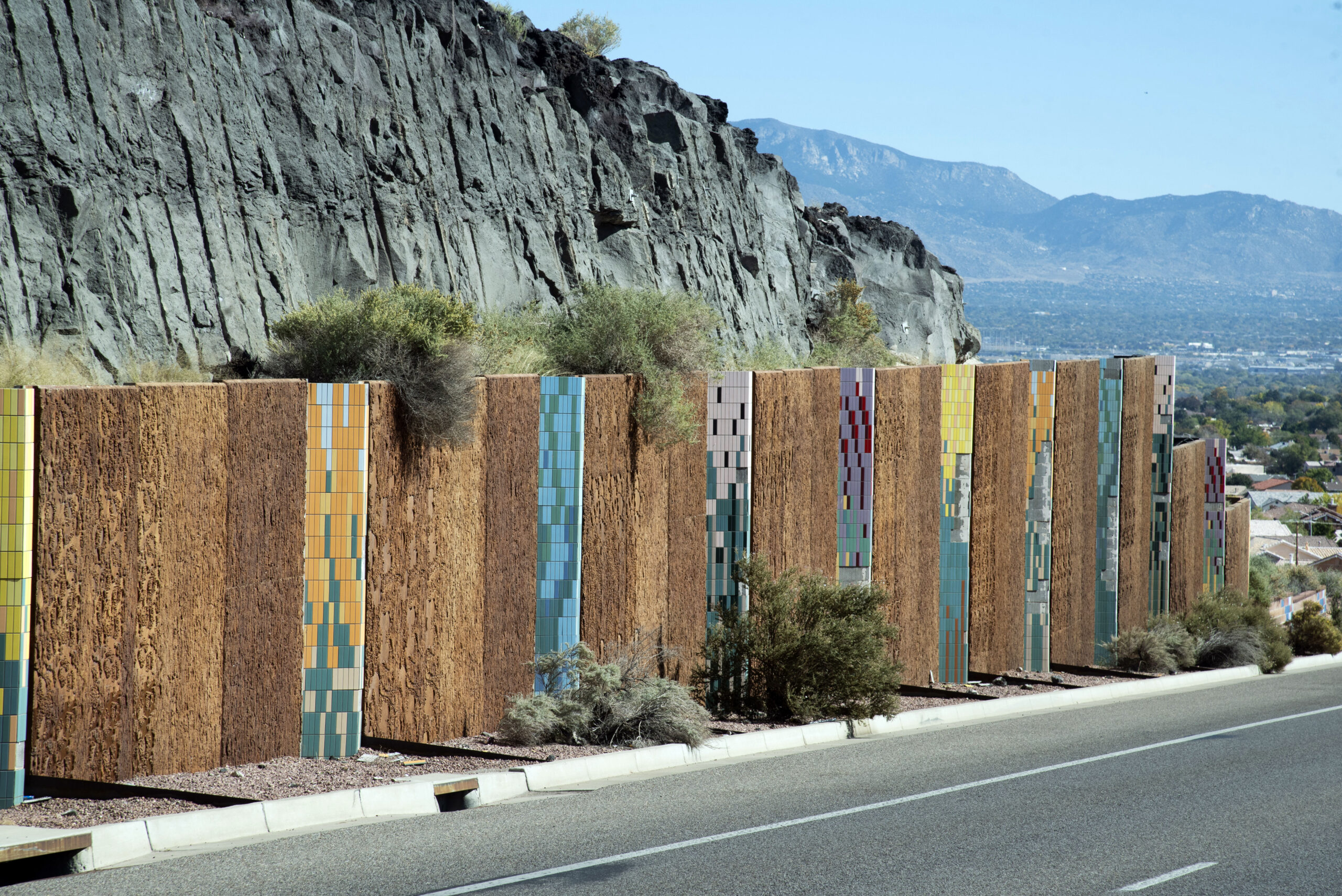 mountains and sound wall in Albuquerque NM