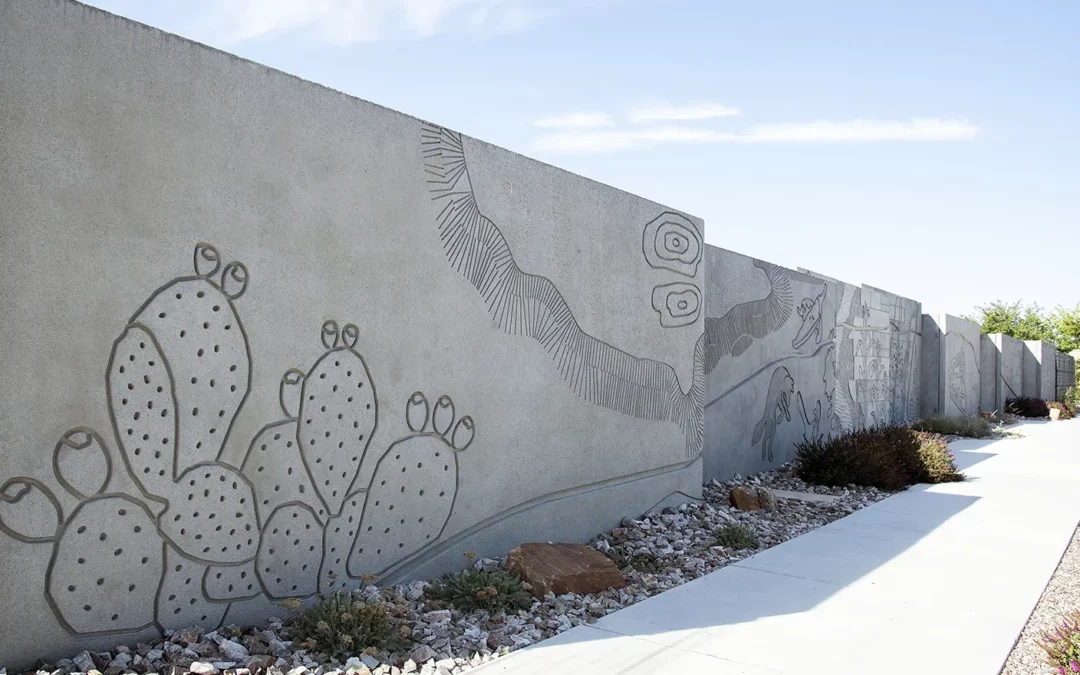 Engraved Marble Arno Pump Station Enclosure Walls in Albuquerque