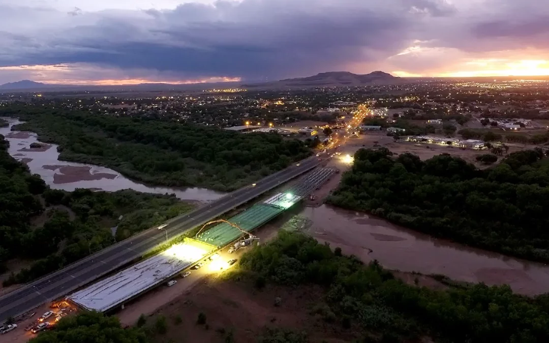 Construction of the Highway 6 river crossing by Las Lunas